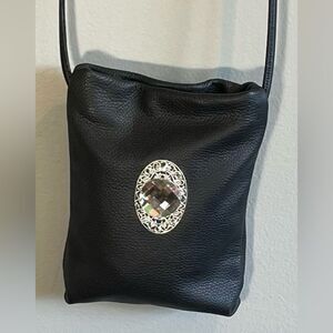 Rita Diana for Mylinka NYC, USA Black Crossbody With Center Jewel